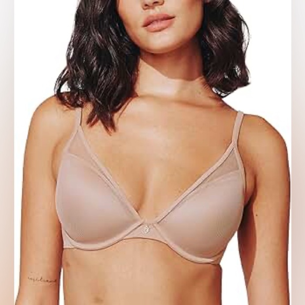 ThirdLove Classic Unlined Plunge Bra in Nude / Sand, size 38G